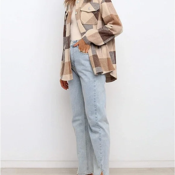 Plaid Button-Up Shacket - Picture 2 of 5